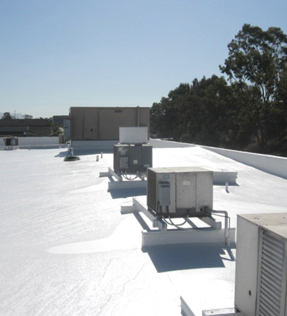 roof coating example showing works around HVAC units