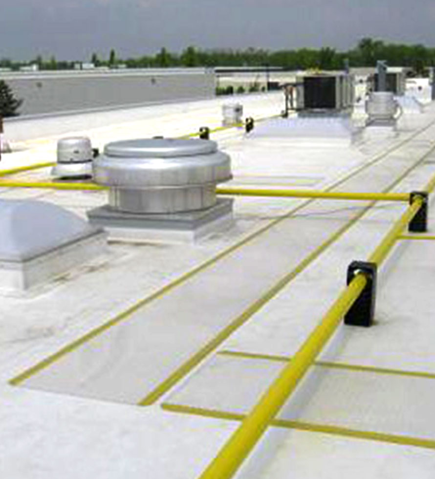 TPO roof marked for safety