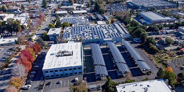 bird eye view of a commercial office park